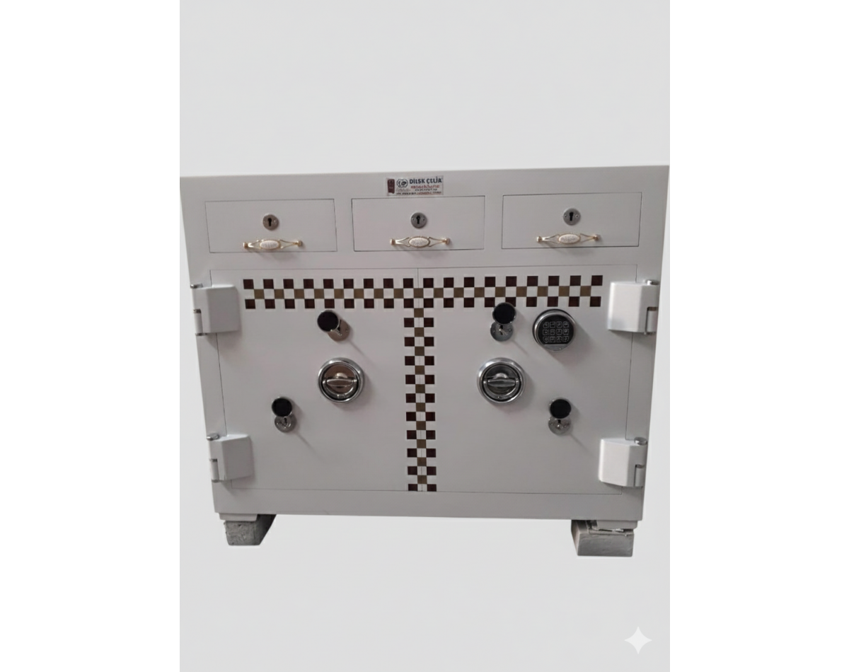 Tezgah altı masa kasa çift kapak üstü çekmeceli